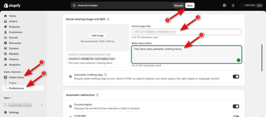 Edit Homepage Title and Meta Description