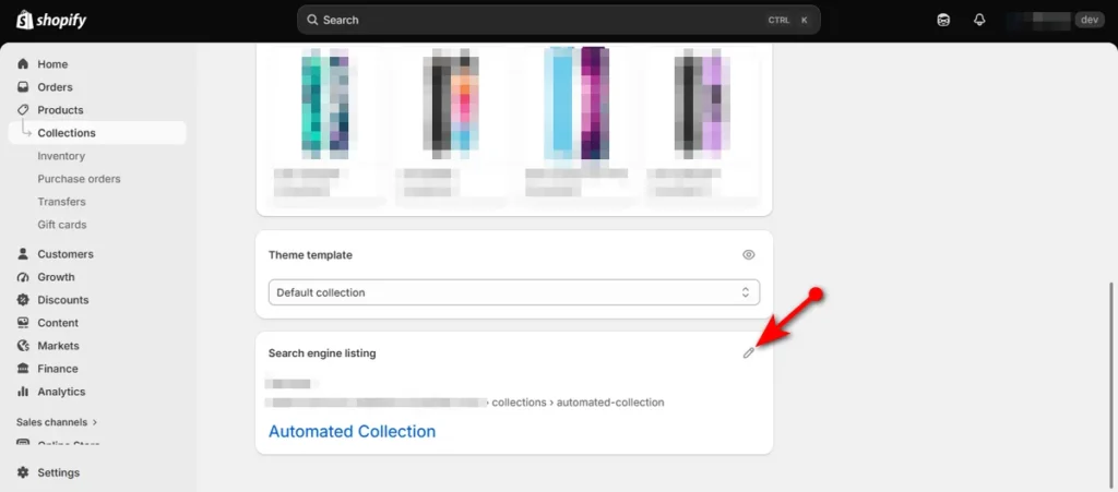 Click Search Engine Listing Edit