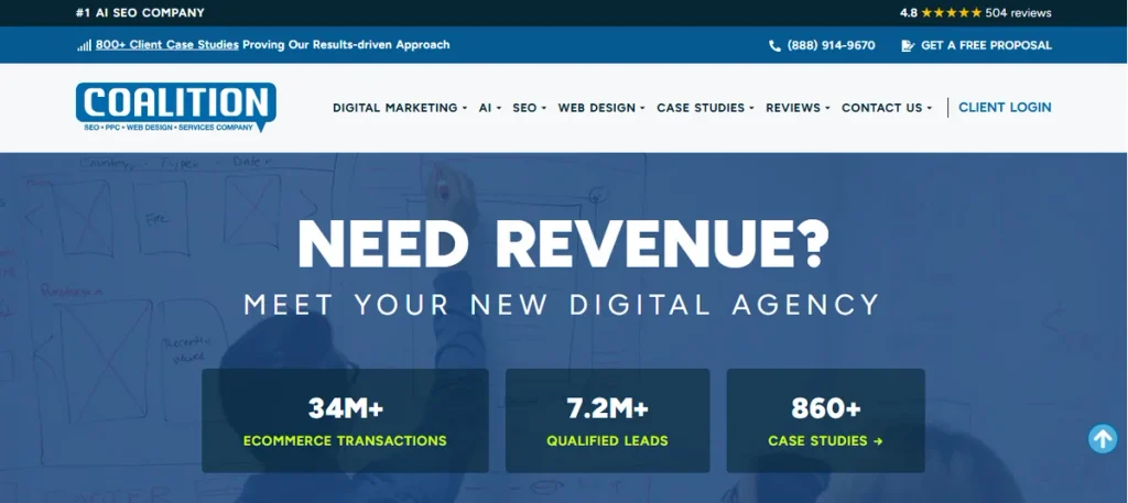Screenshot of Coalition Homepage