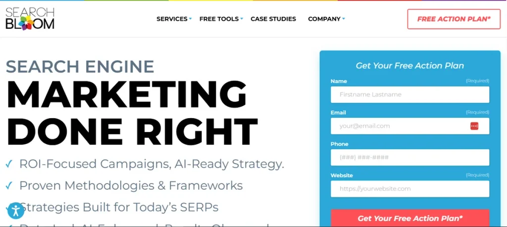 Screenshot of Searchbloom Homepage