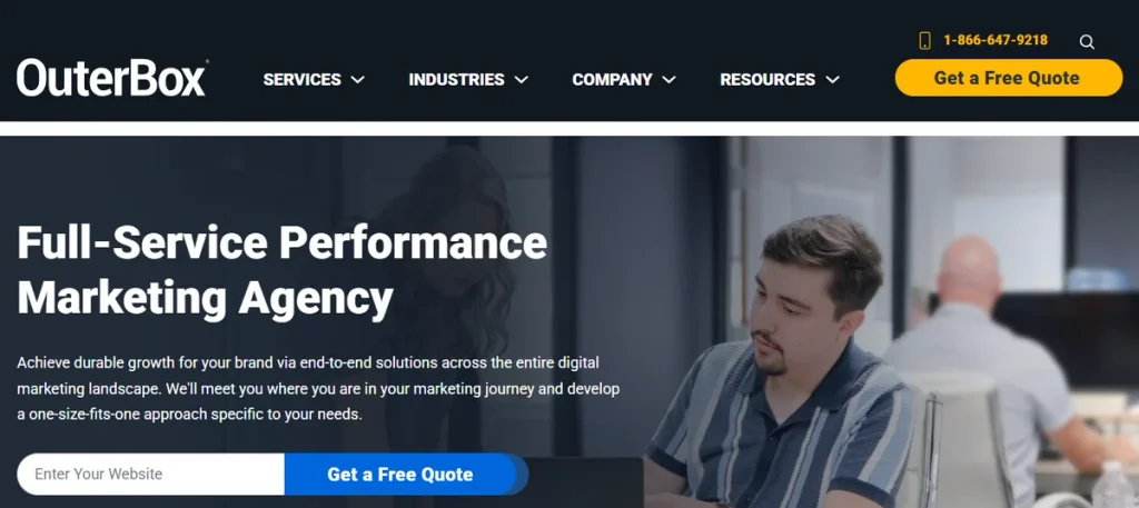 Screenshot of OuterBox Homepage