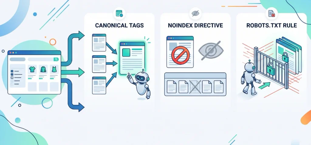 Shopify Faceted Navigation SEO Canonical vs Noindex vs Robots txt