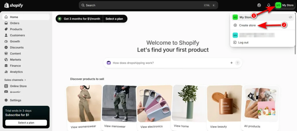 Screenshot of Shopify Admin Dashboard