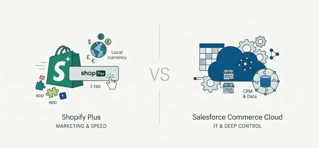 Shopify Plus vs Salesforce Commerce Cloud for B2C